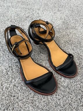 Isabel Marant Black Leather Ankle Strap Block Heel Sandals Women’s EU 39 US 9